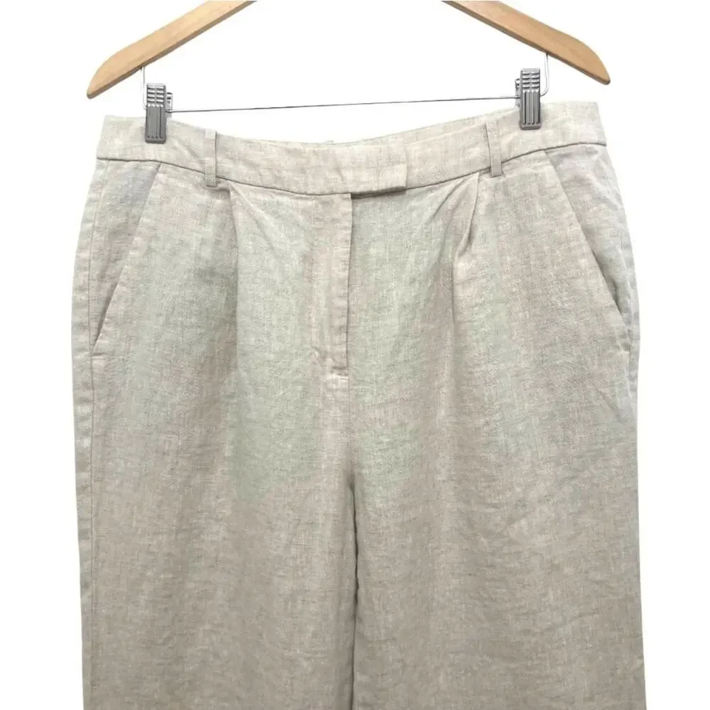Banana Republic Lina Straight-Leg Linen Pants Sz 12 Tall Long Capsule Wardrobe